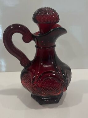 Vintage Avon Cape Cod Ruby Red Glass Cruet Decanter with Original Stopper